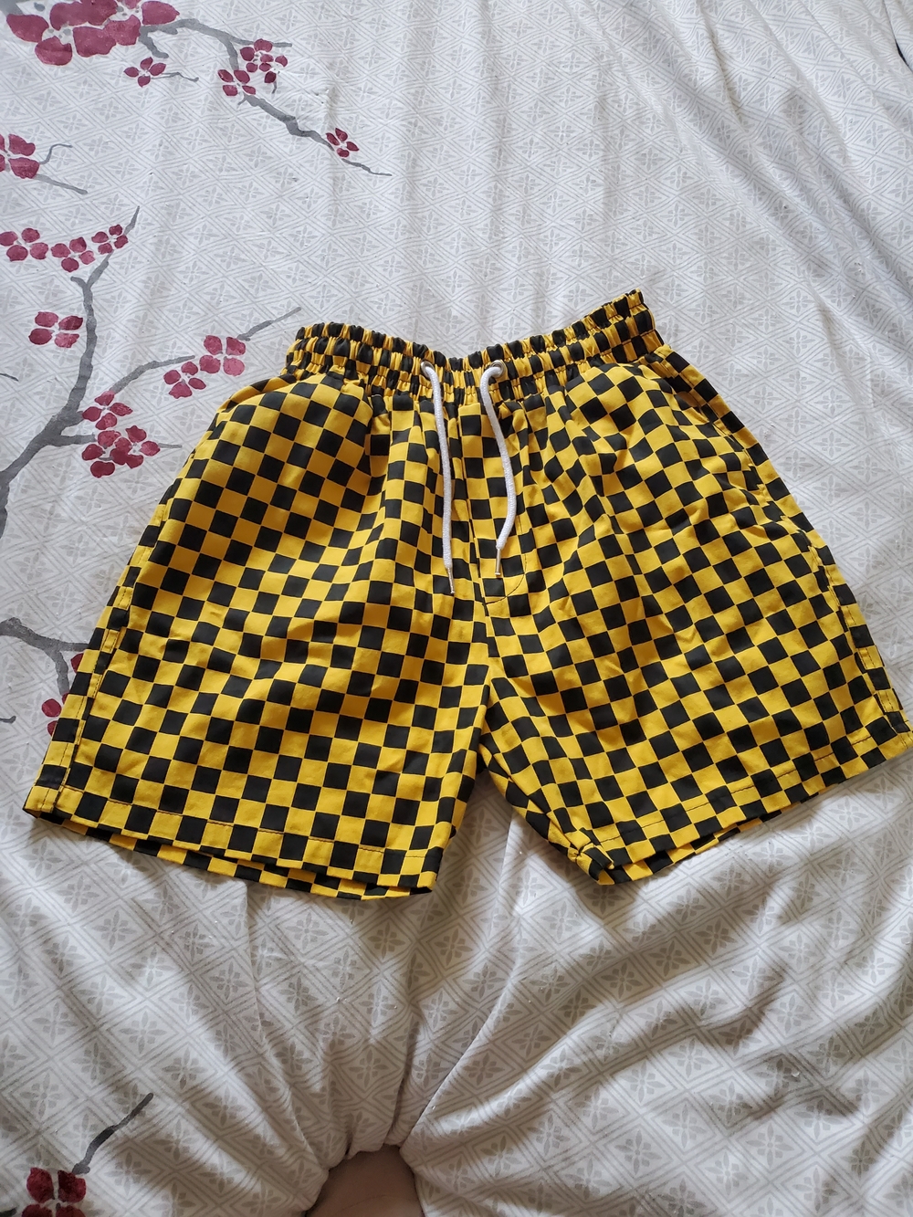 Chichi Japan Yellow and Black Checkerboard Drawstring Shorts